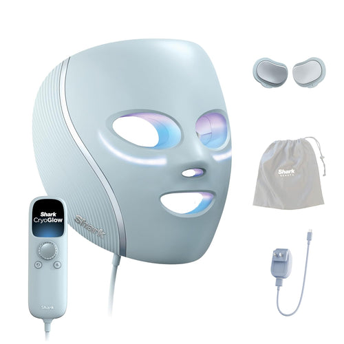 Youngmaker Shark CryoGlow™ Red Blue & Infrared iQLED Face Mask & Under Eye Cooling - (Blue Frost)