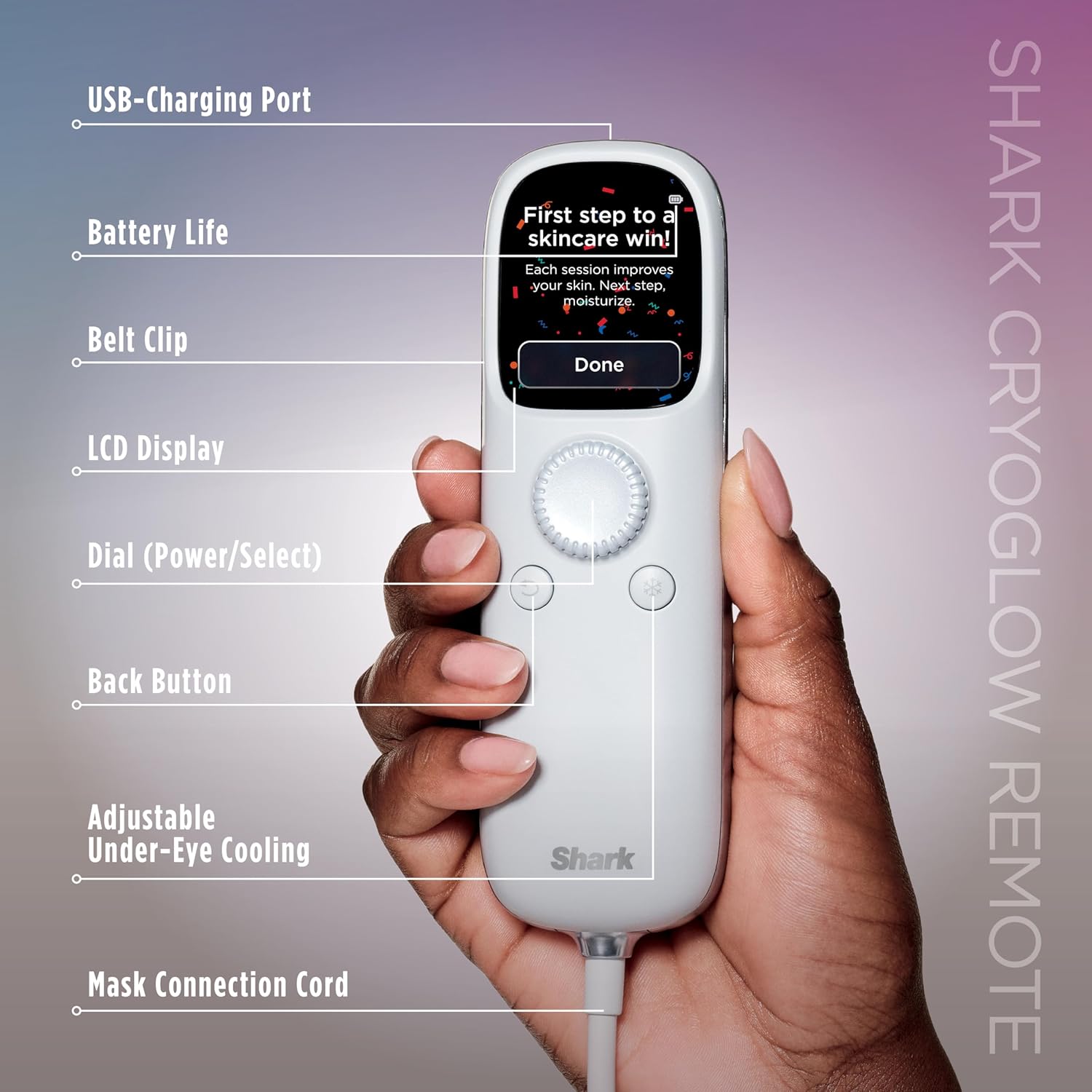 Youngmaker Shark CryoGlow™ Red Blue & Infrared iQLED Face Mask & Under Eye Cooling - (Blue Frost)