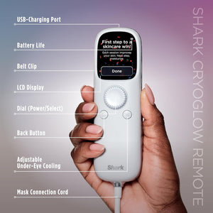 Youngmaker Shark CryoGlow™ Red Blue & Infrared iQLED Face Mask & Under Eye Cooling - (Blue Frost)